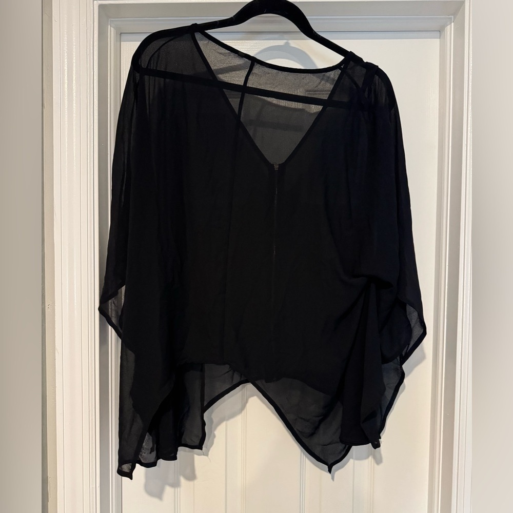 Chic Oversized‎ Black Sheer Blouse size Medium